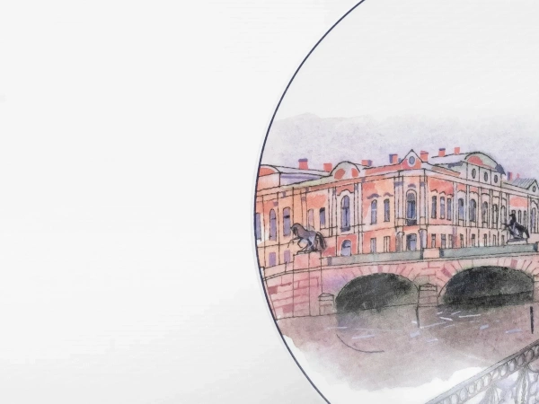 Декоративная тарелка, рисунок Аничков мост