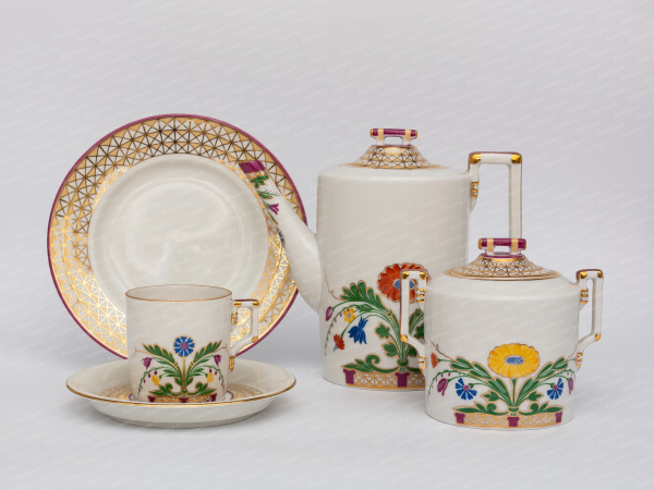 Сервиз кофейный форма Гербовая, рисунок Замоскворечье, 6/20