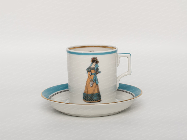 Подарочный набор чайный,форма.Гербовая,рисунок."Modes de Paris 1823"