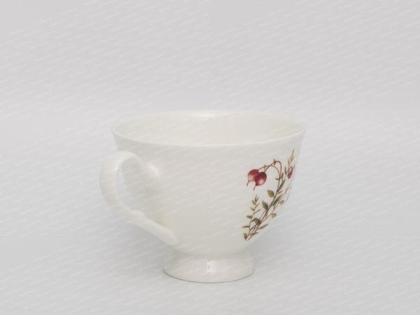 Чашка с блюдцем чайная форма. Премиум рисунок. Клюква