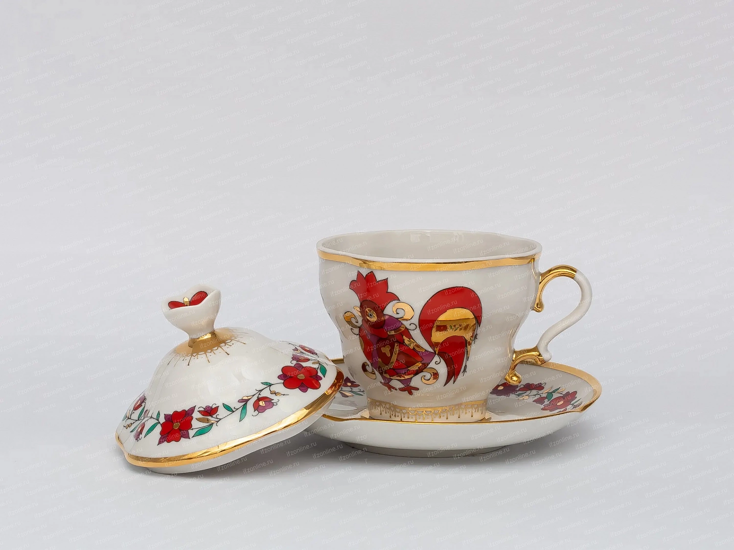 Чашка с блюдцем с крышкой форма Подарочная-2, рисунок Сувенир