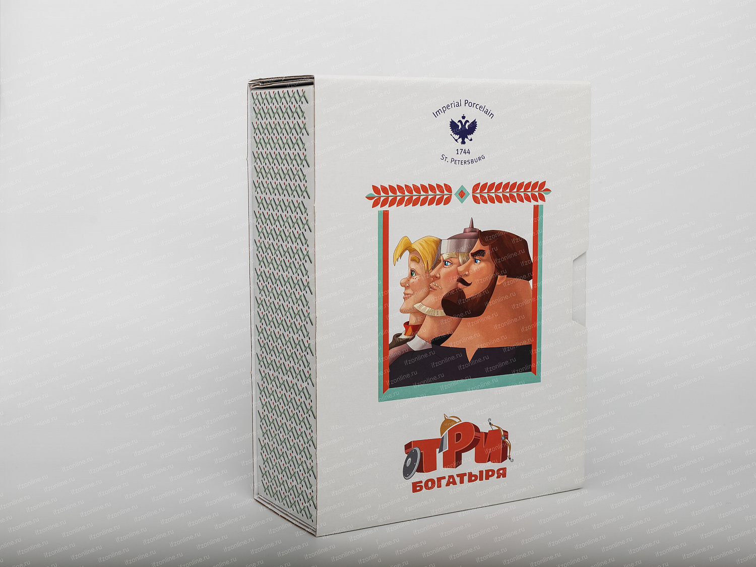 Чашка с блюдцем кофейная форма Майская, рисунок Три богатыря