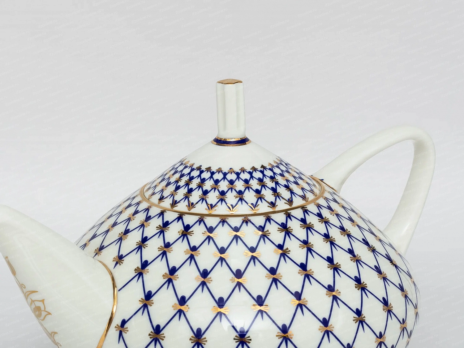 Чайник заварочный форма Купольная, рисунок Кобальтовая сетка
