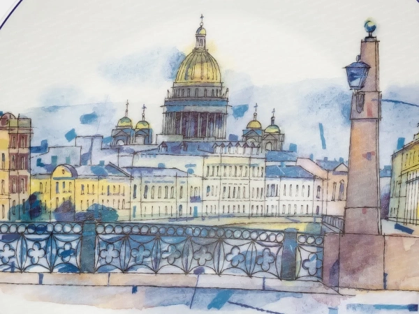 Декоративная тарелка, рисунок  Поцелуев мост