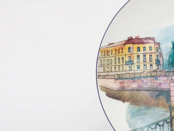 Декоративная тарелка, рисунок Пикалов мост