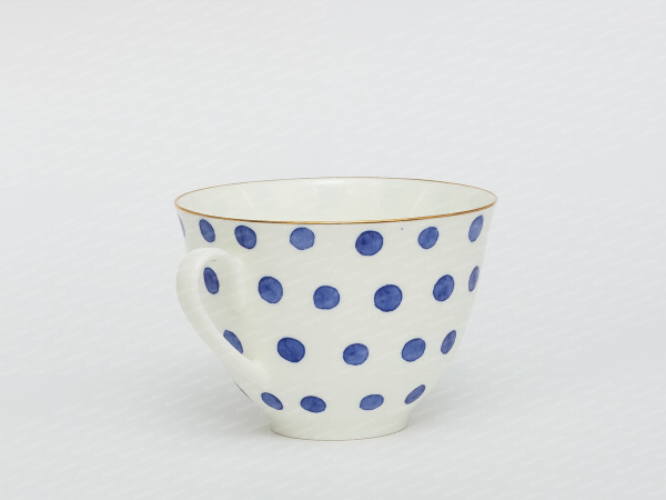 Чашка с блюдцем чайная форма Весенняя, рисунок Polka dot / Горошек