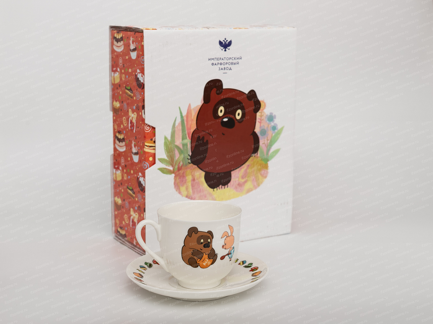 Подарочный набор Чашка с блюдцем кофейная форма Ландыш, рисунок Пятачок