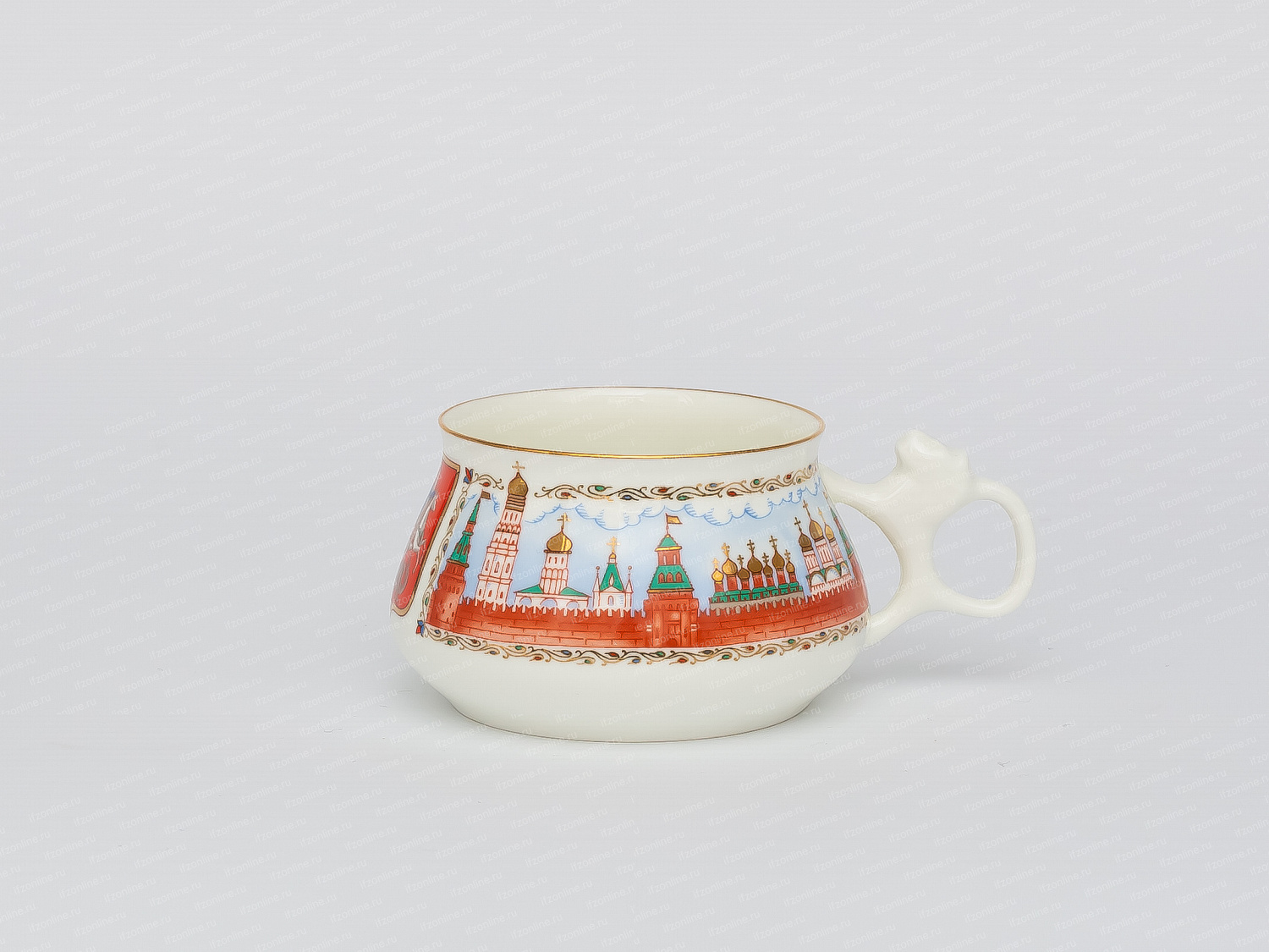 Чашка с блюдцем кофейная форма Билибина, рисунок Московский Кремль