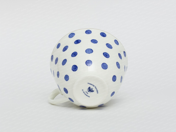 Чашка с блюдцем чайная форма Весенняя, рисунок Polka dot / Горошек