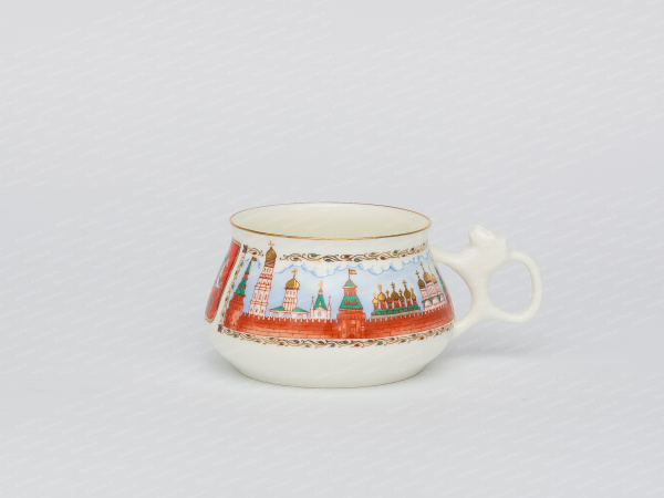 Чашка с блюдцем кофейная форма Билибина, рисунок Московский Кремль