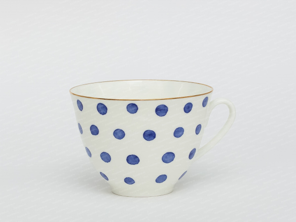 Чашка с блюдцем чайная форма Весенняя, рисунок Polka dot / Горошек