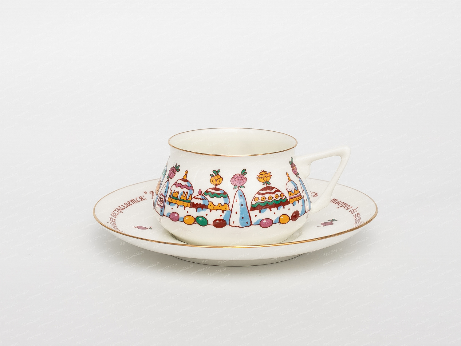 Чашка с блюдцем кофейная форма Билибина 1, рисунок Кулич-город