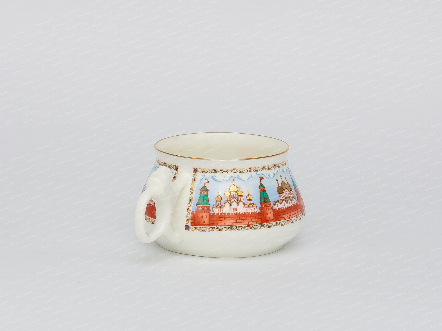 Чашка с блюдцем кофейная форма Билибина, рисунок Московский Кремль